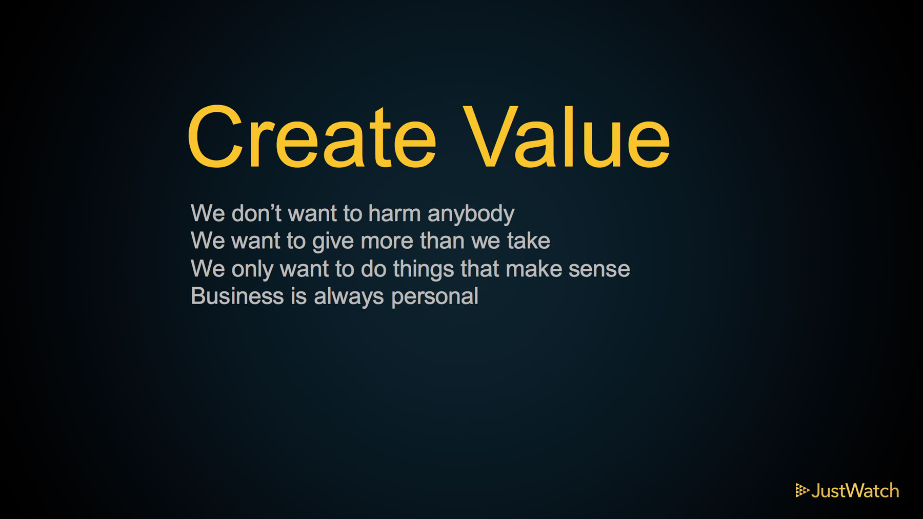 JustWatch core values: Create Value